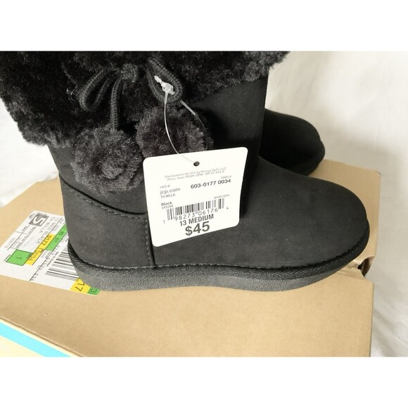 Thereabouts Little & Big Kid Girls Willa Flat Heel Winter Boots Size 13, Black - Picture 7 of 8